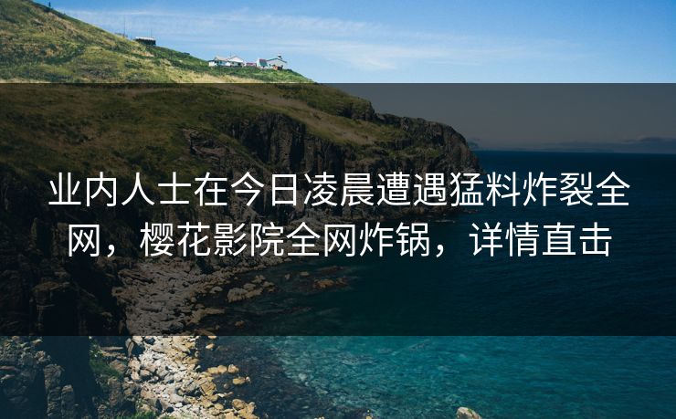 业内人士在今日凌晨遭遇猛料炸裂全网，樱花影院全网炸锅，详情直击
