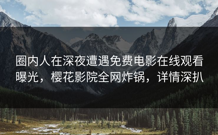 圈内人在深夜遭遇免费电影在线观看曝光，樱花影院全网炸锅，详情深扒