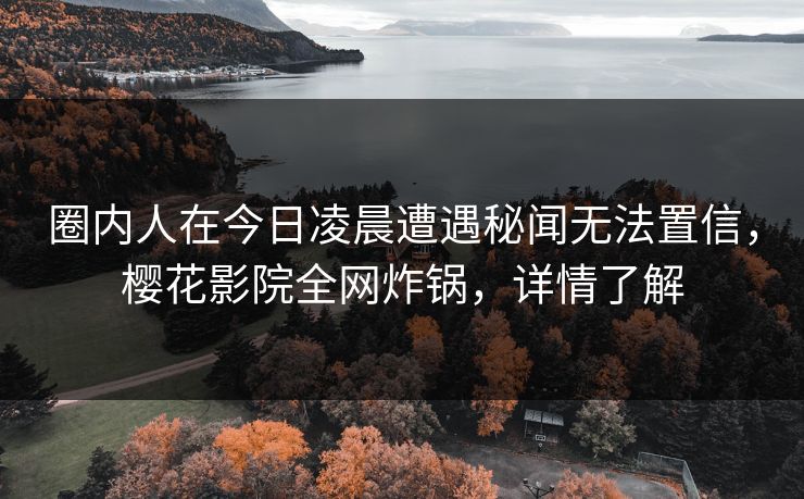 圈内人在今日凌晨遭遇秘闻无法置信，樱花影院全网炸锅，详情了解