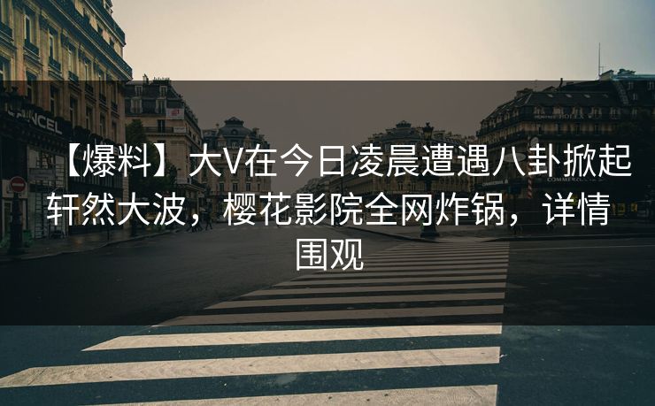 【爆料】大V在今日凌晨遭遇八卦掀起轩然大波，樱花影院全网炸锅，详情围观