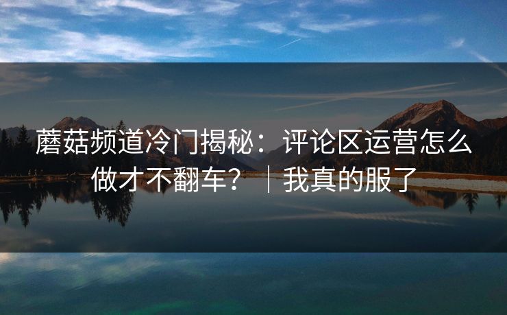 蘑菇频道冷门揭秘：评论区运营怎么做才不翻车？｜我真的服了